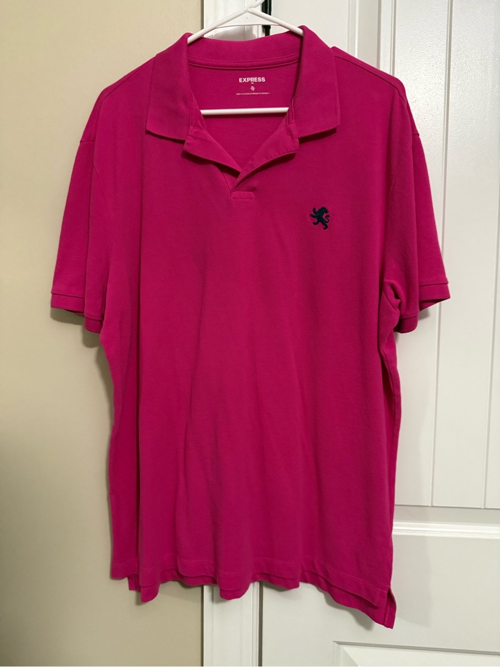 Express Men's Hot Pink Polo with Embroidered Logo
